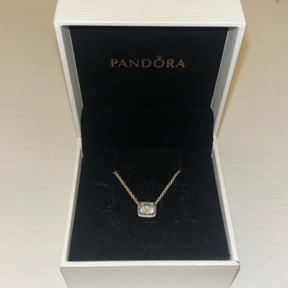 Pandora Square Sparkle Halo Necklace